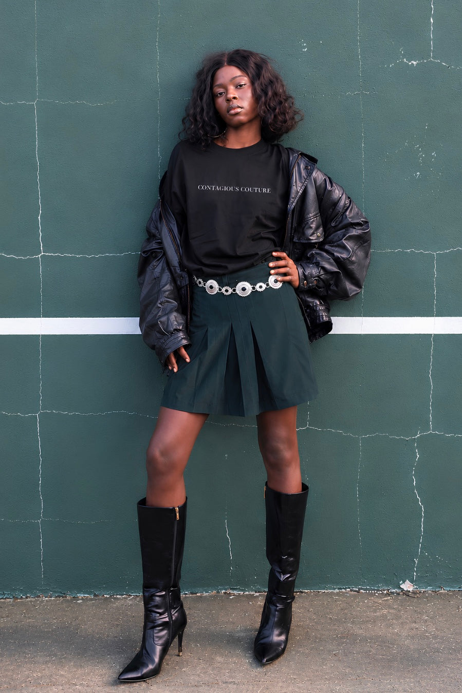 Emerald Pleated Wrap Skirt
