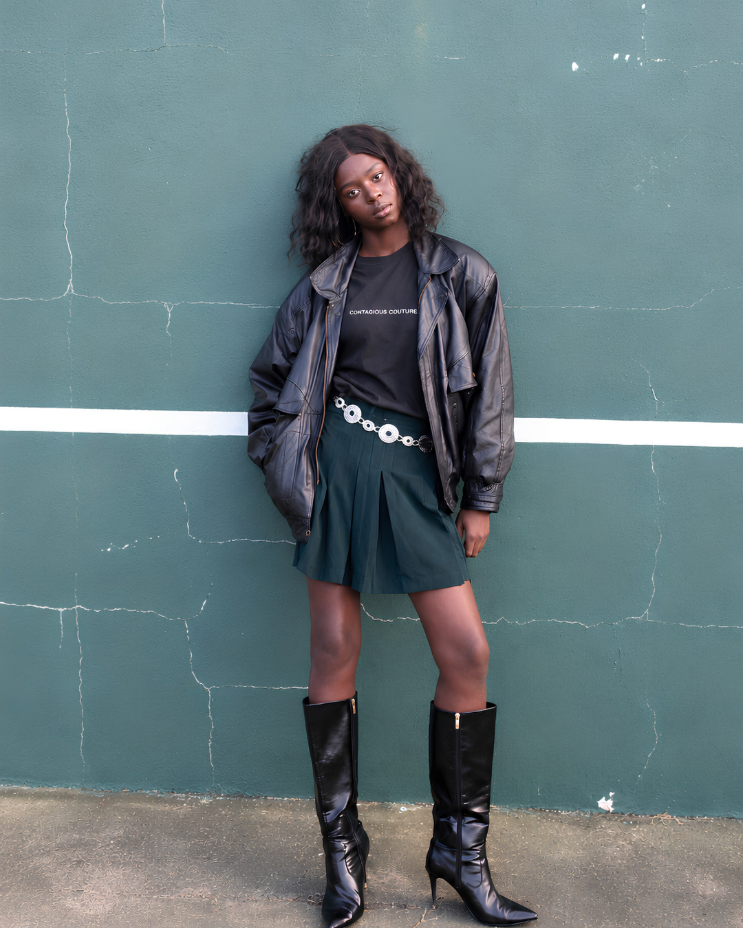 Emerald Pleated Wrap Skirt